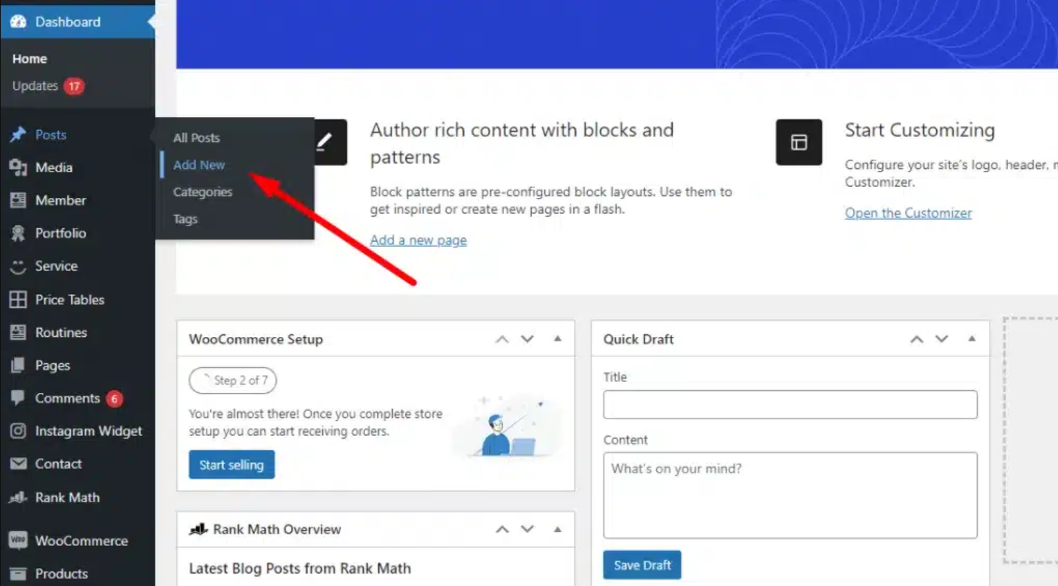 Bước 2: Tạo bài viết mới